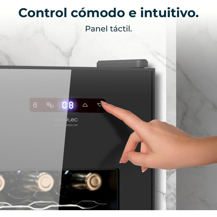 Cecotec Bolero GrandSommelier 830 CoolWood Wine Refrigerator, Thermoelectric, Quiet and High Performance, Adjustable Temperature: 8-18ºC, Touch Control Panel, Displays, Eco-friendly. (15 Bottles, Black)