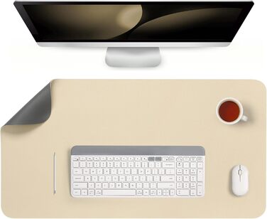 Килимок на стіл двосторонній протиковзкий, 40 x 80 см / 90 x 43 см. Килимок для ноутбука, мишки, офісу, з штучної шкіри. Сірий, салатовий