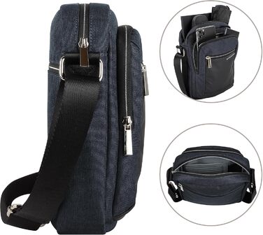 Чоловіча сумка Bugatti Sera на плечі, месенджер з відділенням для планшета, антрацит, S