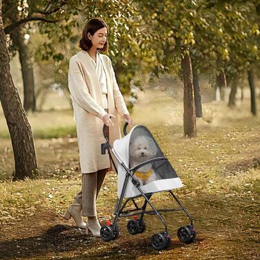 Візок для собак Homewell 2в1: візок-будка, сумка-переноска, з підсклянниками та захистом від дощу, з гальмом, сірий