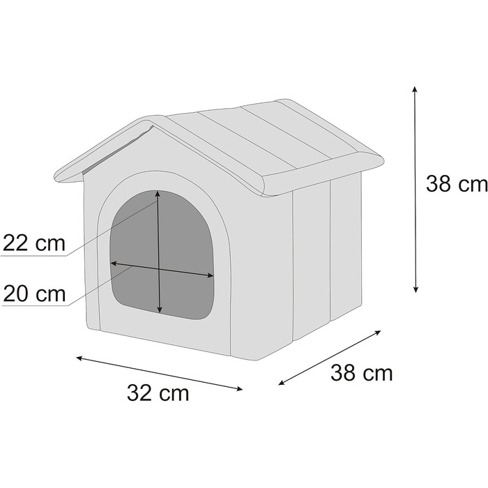 Будиночок для тварин: собачий/кітчий, чорний з сірим, 32x38x32 см