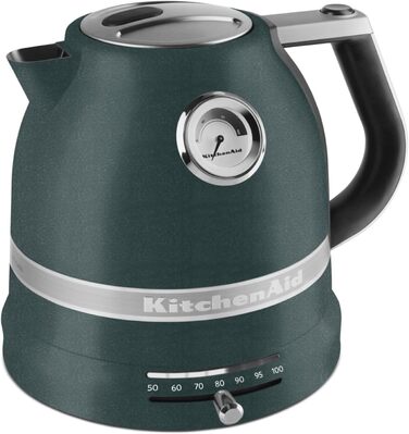 KitchenAid Kettle with Temperature Setting from 50 to 100°C | Tea Kettle with Temperature Display and Scale Filter 1.5L | Electric 2400 Watt | Stainless Steel | Pebbled Palm Green 1.5 Liter Pebbled Palm