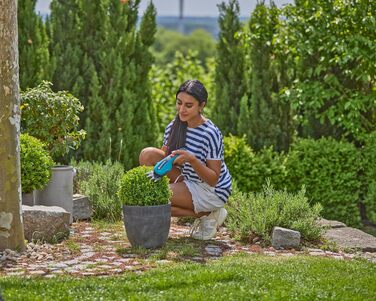 Акумуляторні ножиці для трави Gardena ClassicCut Li, 8 см, з телескопічною ручкою та колесами, LED-індикатором заряду, швидка заміна лез без інструментів