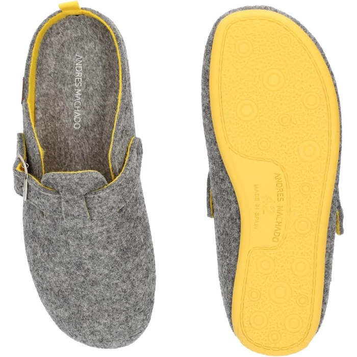 Тапочки Andrés Machado Unisex Dynamic, сірий та жовтий, 43 EU