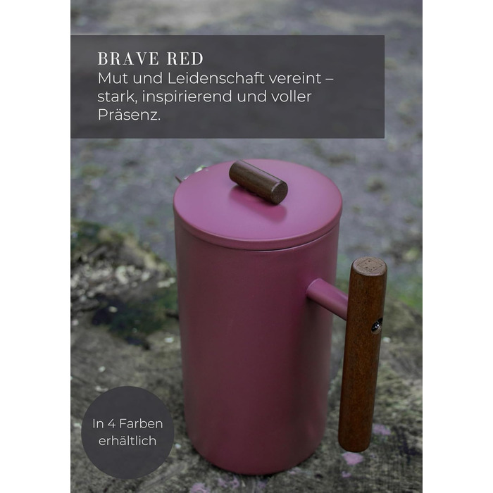 Lambda Coffee® Thermo French Press Stainless Steel | Available in 3 Sizes | Stainless Steel Coffee Maker | Double-Walled: Keeps Warm for a Long Time | Coffee Maker | French Press (Red, 0.35l (2 Cups))