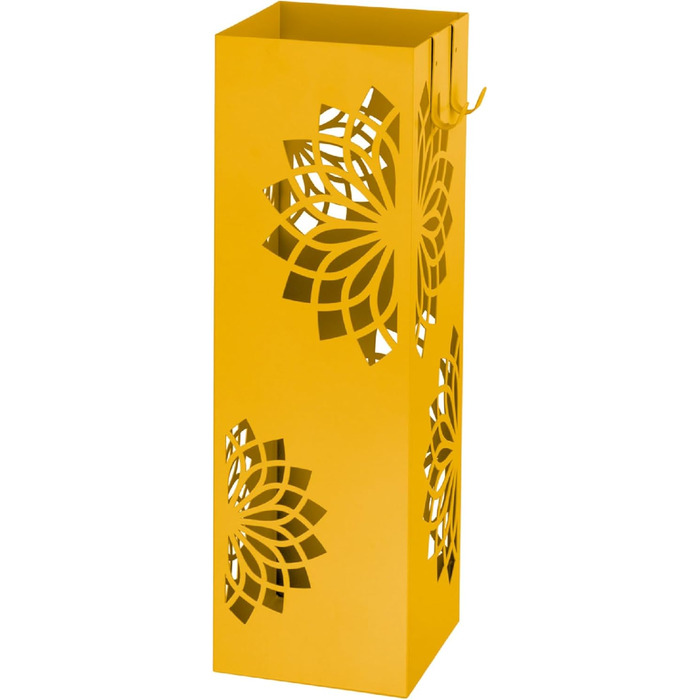 Підставка для парасольки Baroni Home з сучасним дизайном, металева з мандалою, 2 гачки та знімна ємність для збору води, 16 x 16 x 49 см, зелений (жовтий)