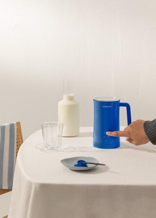 Електричний спінювач молока CREATE MilkFrother, блакитний: сенсорний дисплей, 4 програми, 350 мл, гарячий/холодний, 400W