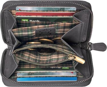 Benthill Wallet Women's Small Genuine Leather | Wallet with RFID Protection | Flat Slim Card Holder with Zipper & 6 Card Slots, Color: Gray