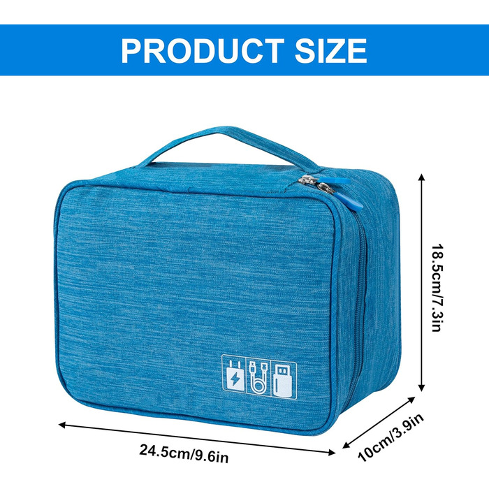 Водонепроникна сумка-органайзер для кабелів та аксесуарів: USB-накопичувачі, SD-карти, Power Bank (Himmelblau)