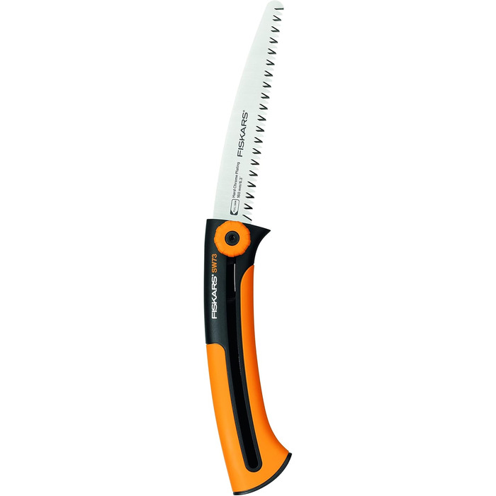Ручна пила Fiskars Xtract SW73 для свіжої деревини, грубе зубцювання, довжина полотна 16 см, висувна, нержавіюча сталь, чорна/помаранчева, загальна довжина 35 см, модель 1000613