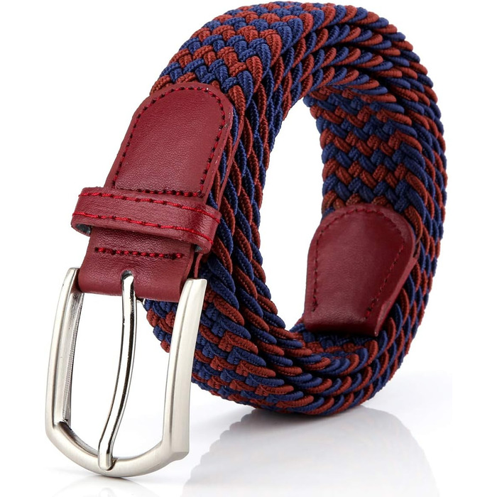 Плетене вітростійке полотно, еластичний ремінь на пояс для чоловіків/жінок/підлітків, багатокольоровий (винний, 90/95 см, L)