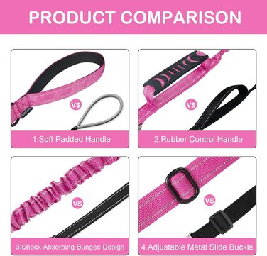 Тактична собача шлейка Chioratree для великих та середніх собак, 1.2м-1.8м, регульована, з амортизуючою вставкою та двома зручними ручками, авто-пояс, світловідбиваюча, рожева
