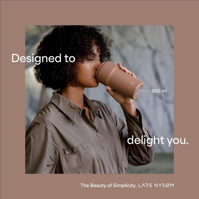 Термокружка для кави та чаю LARS NYSØM 380 мл Almond Beige | Термокружка з нержавіючої сталі, ізольована, з кришкою, що не протікає | 0,38 л