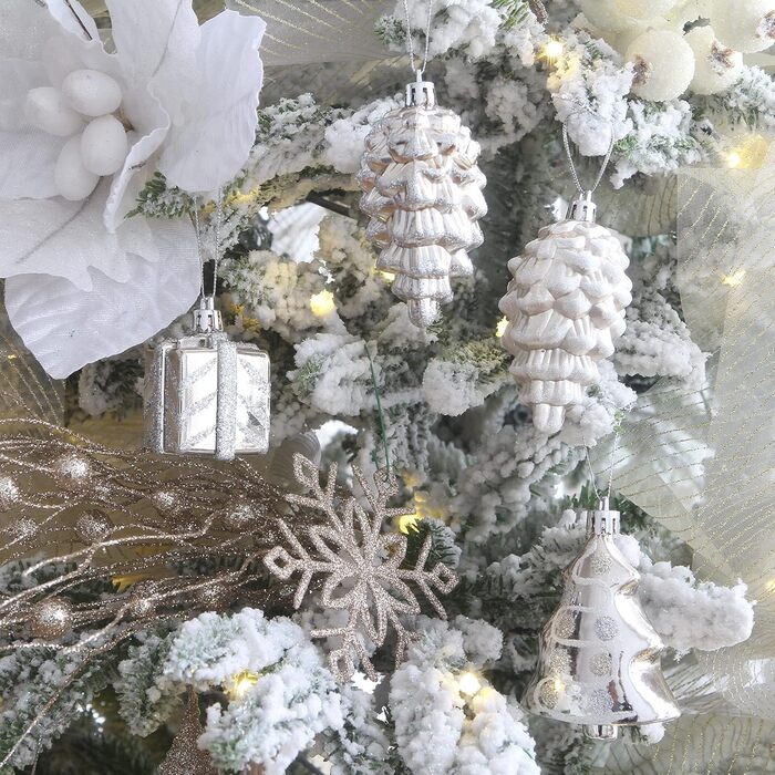 Набір прикрас для ялинки Sea Team 77 шт., міцні кулі, новорічні орнаменти, з подарунковою упаковкою (шампань)