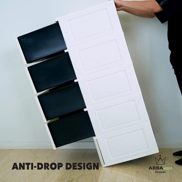 Chest of drawers 44x50x127 cm with 5 large XXL drawers, 40 liters per drawer, with fronts in beautiful candy colors and a modern woven look made from recyclable PP plastic for the environment.