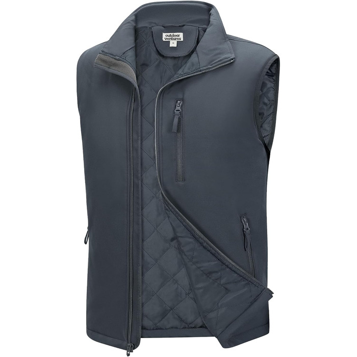 Чоловічий жилет Outdoor Venture з підкладкою, водовідштовхуючий, вітрозахисний, дихаючий. Ідеально для велоспорту, бігу та піших прогулянок (Темний сірий, L)