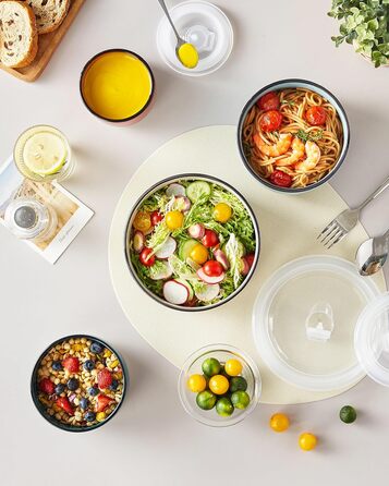 Набір керамічних супових та сервірувальних тарілок Vancasso Bonbon з кришкою (4 шт.) - для обіду, пікніка, кухні