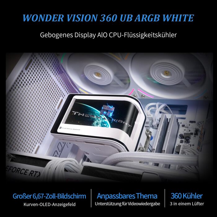 Система рідинного охолодження процесора Thermalright Wonder Vision 360 UB ARGB White, LCD-дисплей 6.67
