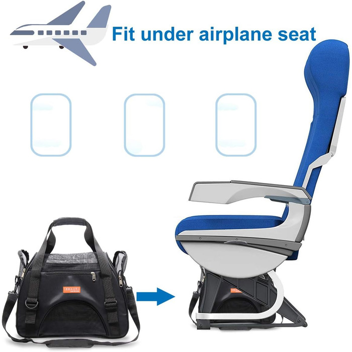 Трансформер для тварин у подорожі: переноска для котів, собак, кроликів, хом'яків. Підходить для авіаперельотів, м'яка, з плечовим ременем (Чорний, M - 47x27x28 см, до 5 кг) L 44 x 30 x 20 см Чорний