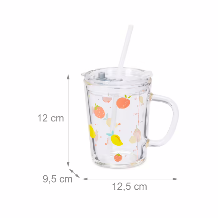 Relaxdays Set of 2 Children's Glasses with Fruit Motif