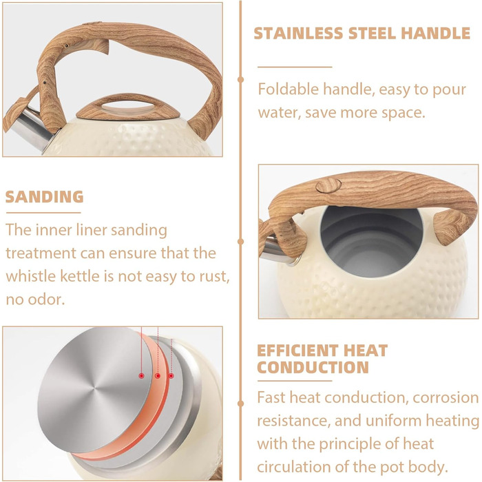 Сучасний чайник-заварник Induktion 3L з нержавіючої сталі з дерев'яною ручкою, для плити, чайник для чаю та кави