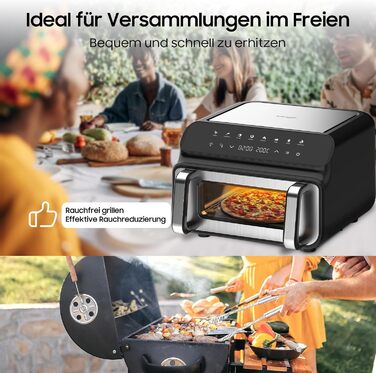 iceagle Hot Air Fryer XXL Air Fryer 8.5L - Hot Air Fryer with Viewing Window | Air Fryer, 7 Programs, 1700W, Space-Saving and Quiet Operation (55db)