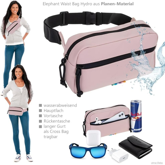 Сумка на пояс, бананка Wimmerl Elephant 12827 Dusty Pink (з брелоком) - водонепроникна, унісекс