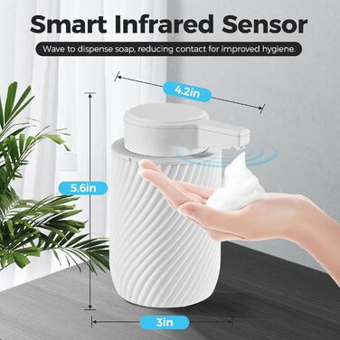 Automatic Soap Dispenser 300ml Electric Automatic Foam Soap Dispenser with Sensor, No Touch Automatic Soap Dispenser with USB Charging for Bathroom, Kitchen, Toilet White