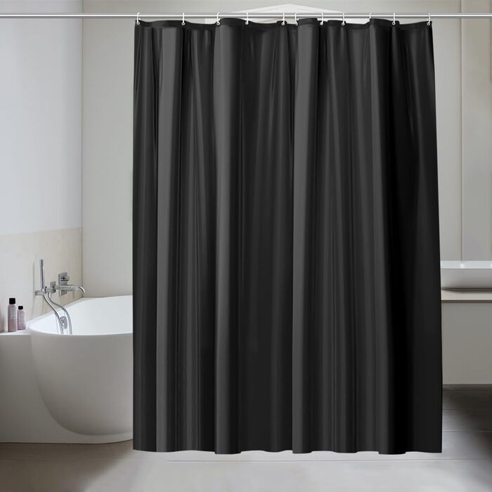 Шторка для душу URAQT, антибактеріальна, водонепроникна, швидковисихаюча, PEVA, 180x180 см, 12 кілець, для ванни (Біла)