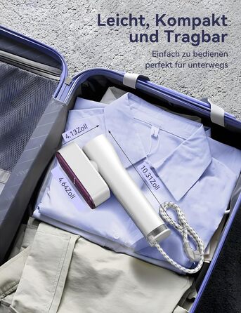 Sundu Паровий праска-випрямляч 2-в-1, туристична праска з LED дисплеєм, 4 режими, швидкий нагрів 15с, для одягу (білий)