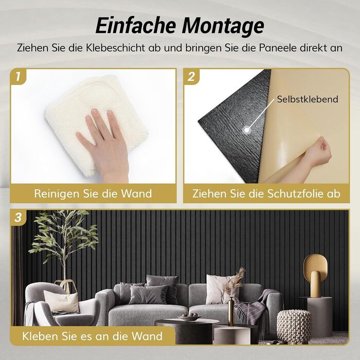 Акустичні панелі TONOR самоклеючі для звукоізоляції, шумопоглинаючі панелі для студії, офісу та дому, 120x60x1.8 см, чорний колір, 4 шт.