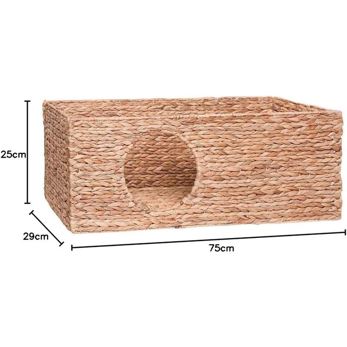Cat basket for Billy shelving unit, natural cat basket, cat cave, small animals, rabbits, guinea pigs, cave, 75 x 29 x 25 cm. Material: Woven water hyacinth.