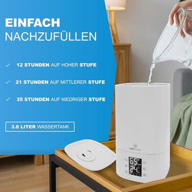 Зволожувач повітря Top-Fill з аромадіфузором, 3.8 л – для вітальні, офісу, дитячої кімнати, спальні