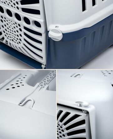 Транспортний бокс для собак Lionto, 55x36x36 см, з ручкою, для собак та котів, до 15 кг, синій