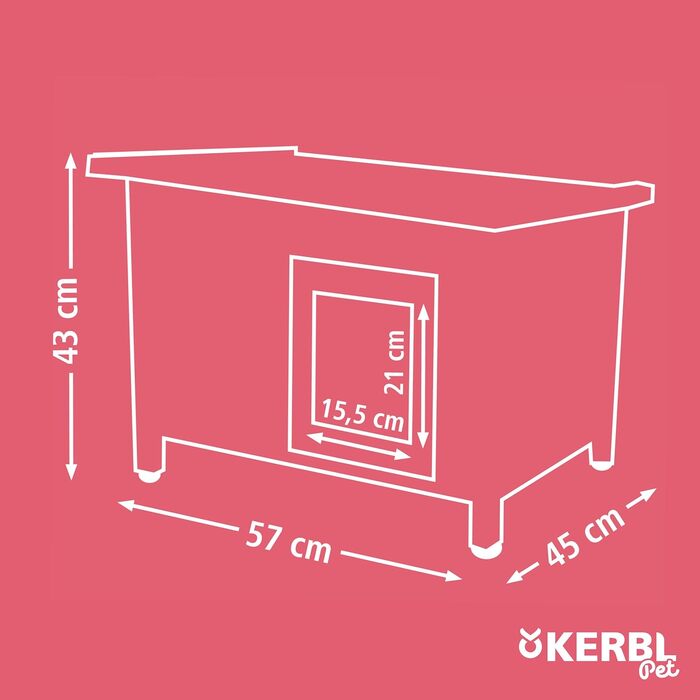 Будинок для котів Kerbl Rustica з дерева, з маятниковими дверима, вікнами з акрилу, регульованими ніжками, коричнево-зелений, 57 x 45 x 43 см