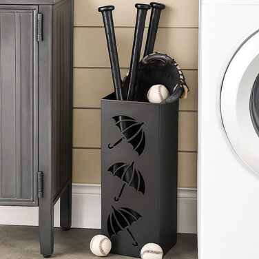 Металева підставка для парасольки Okllen, квадратна, чорна, 16x16x42 см