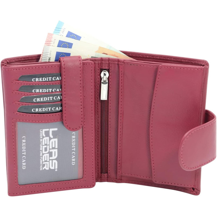 LEAS Women's and Men's Card Holders with Outer Flap in Portrait Format, Genuine Leather, Red Special Edition, Red, 12.5x9cm