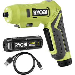 RYOBI 4V USB-Li-Ion акумуляторний шурупокрут ERGO RSD4-120TA2 (з акумулятором 4V 2.0Ah, USB-C кабелем та насадками)