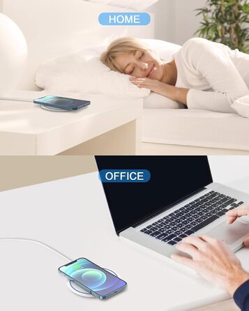 Бездротовий зарядний пристрій NANAMI 20W USB-C PD з адаптером для Samsung Galaxy S25 S24 S23 S22 S21 Ultra Plus, iPhone 17 16 15 14 13 12 11 Pro та Airpods - Білий