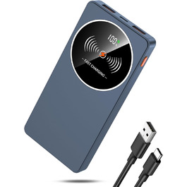 Портативний зарядний пристрій Power Bank Klein 10000mAh з USB-C, 3 порти, сумісний з iPhone/Android (Блакитний)