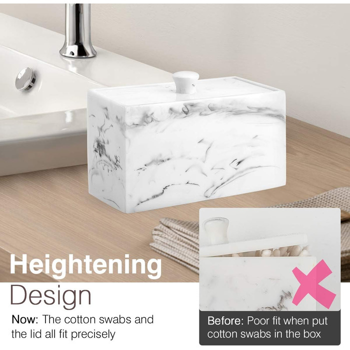 Органайзер для ватних паличок та дисків Luxspire з 2 відсіками. Косметичний бокс для зберігання ватних паличок, дисків та інших аксесуарів. Білий колір.