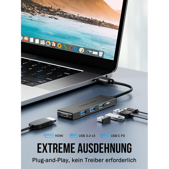 Док-станція USB-C Hub з 3 дисплеями, 2025 Upgrade: Dual 4K HDMI, VGA, 1000M Ethernet, 4 USB A 3.0/2.0, 100W PD, SD/TF, AUX 3.5mm, адаптер USB Multiport для Windows/Mac/Dell/HP та інших пристроїв з Type C (Чорний)