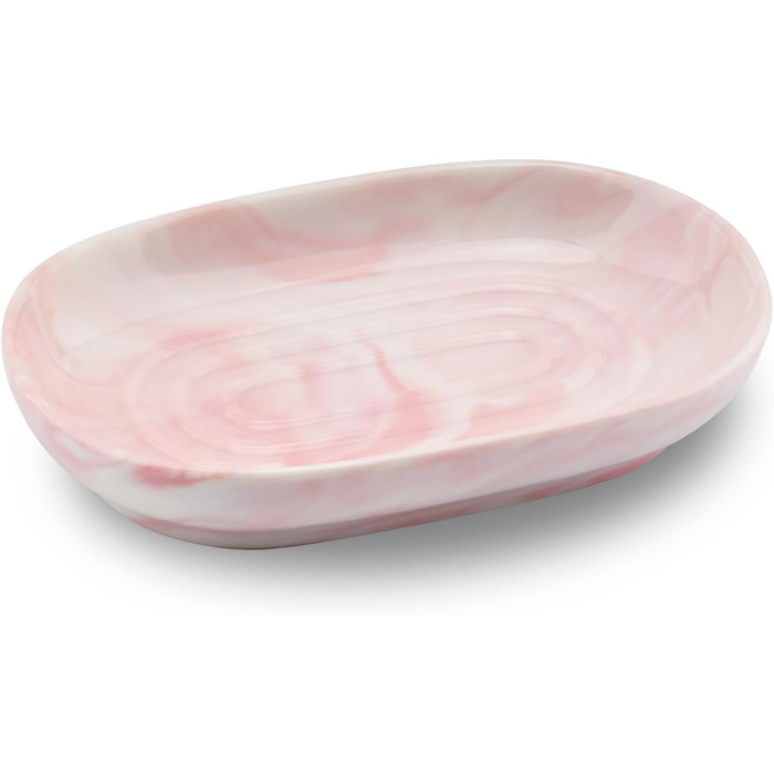 Миска для мила з кераміки, антиковзна, зелена/рожева | Мильниця для ванної, кухні, душу