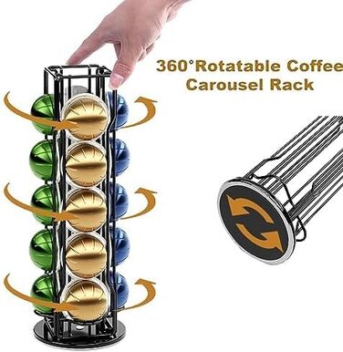 Тримач для капсул кави SEVENLINE Vertuo – органайзер для 20 капсул, сумісний з Nespresso Vertuo Line, чорний