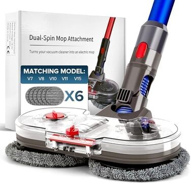 Насадка для миття підлоги сумісна з Dyson V7/V8/V10/V11/V15, знімний бак для води та 6 змінних мікрофібрових серветок для твердих підлог