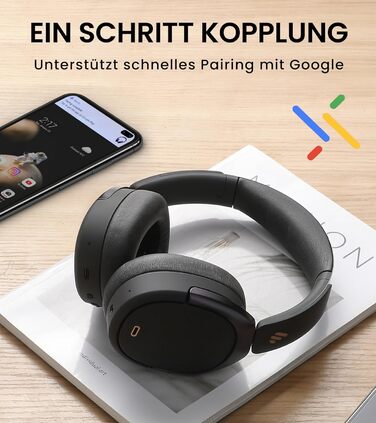 Edifier WH950NB: Бездротові навушники з активним шумозаглушенням, LDAC, Hi-Res Audio, Bluetooth 5.3, 55 годин роботи, чорний