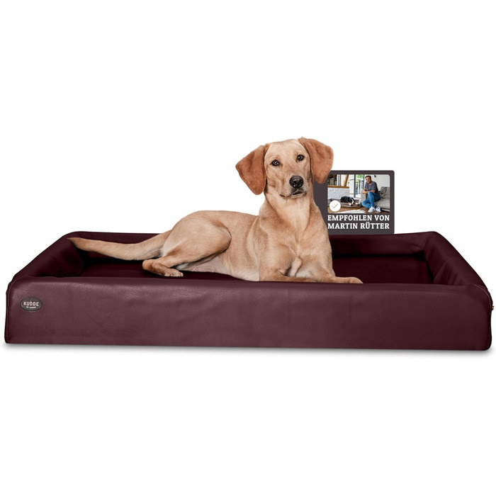 Ортопедичне ліжко для собак ABRO KUDDE Martin Rütter – якісна штучна шкіра, ергономічне, для маленьких собак (L, Бордовий)