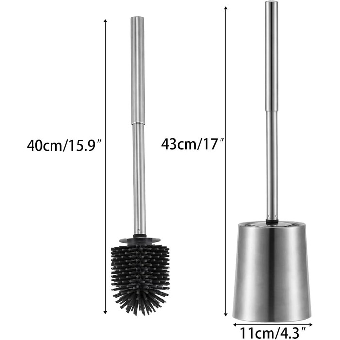 Щітка для унітазу з нержавіючої сталі 304, довговічна та надійна, сучасний дизайн, змінний насадок, для дому, офісу, готелю та апартаментів (Бурштун), насадка з силіконової щетини