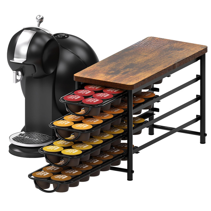 Тримач для капсул кави Dolce Gusto, металева висувна шухляда на 56 капсул з тихими направляючими та антиковзними ніжками