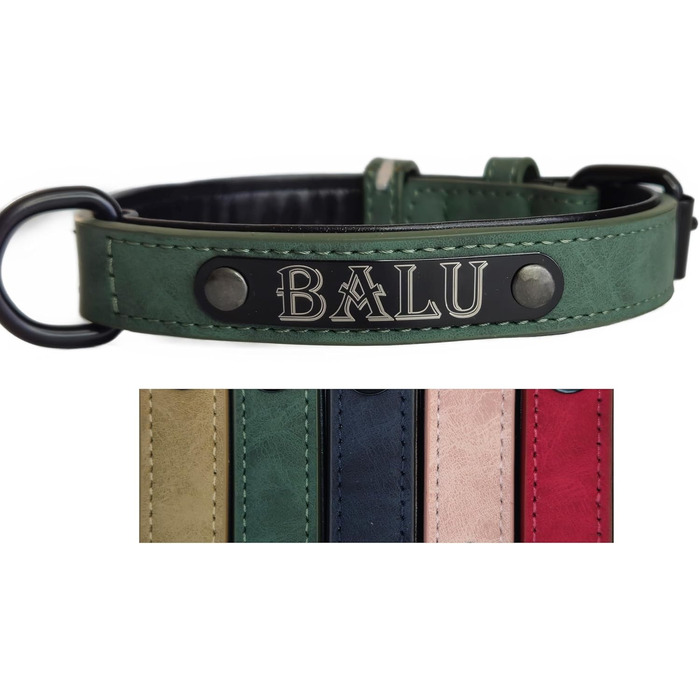 Лідяний нашийник для собак та котів з гравіюванням імені, зелений (L)